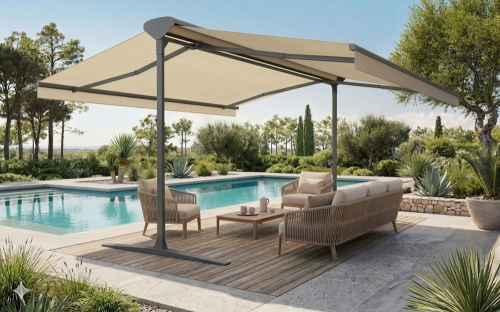 Store de jardin Plaza gris